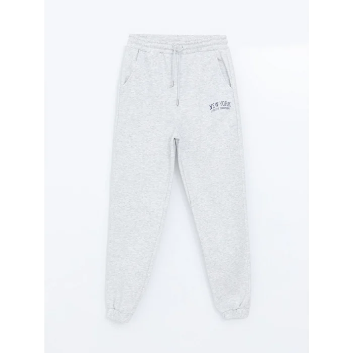 XSIDE ACTIVE Gri Baskılı Kadın Kalın Jogger Spor Eşofman Altı