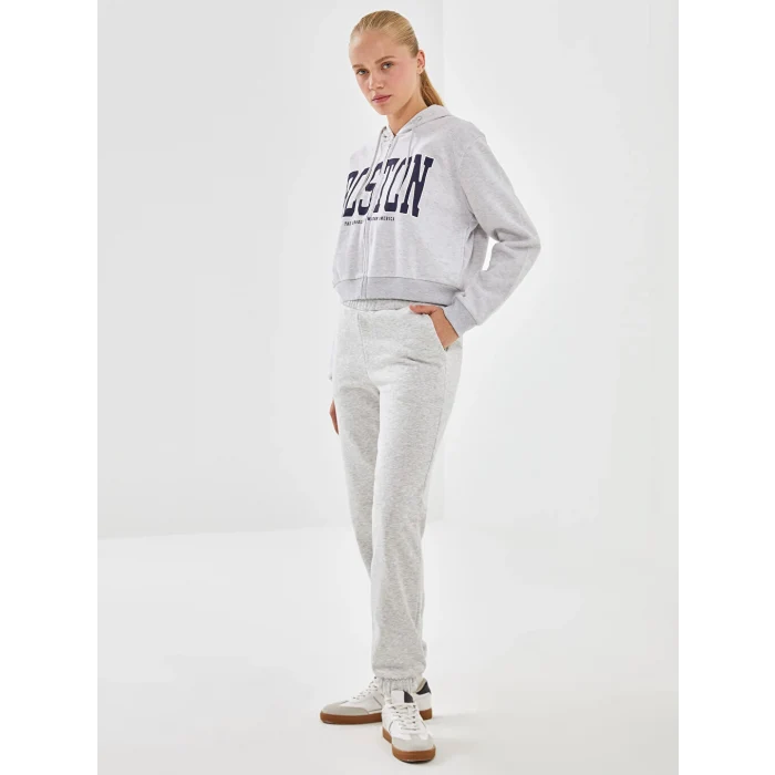 XSIDE ACTIVE Gri Beli Lastikli Kadın Kalın Jogger Spor Eşofman Altı