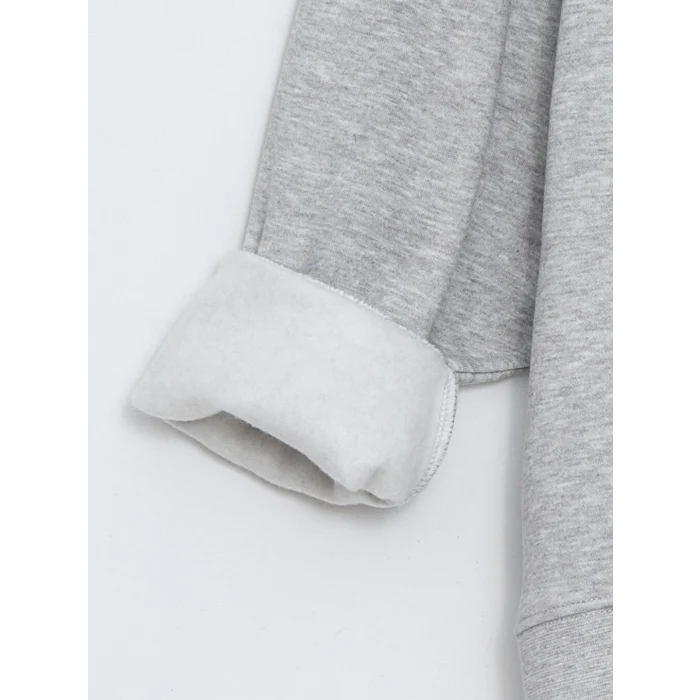 XSIDE ACTIVE Gri Bisiklet Yaka Baskılı Oversize Kadın Sweatshirt