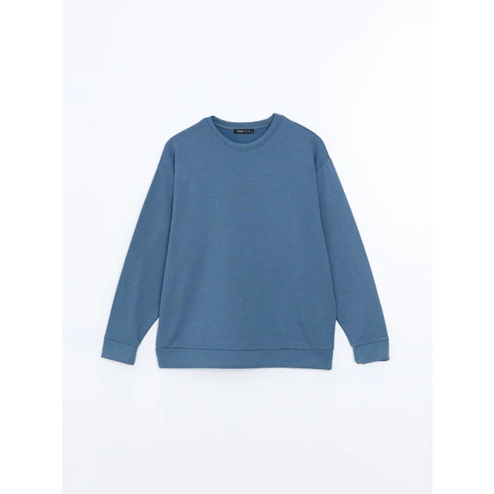 XSIDE ACTIVE İndigo Bisiklet Yaka Oversize Kadın Sweatshirt