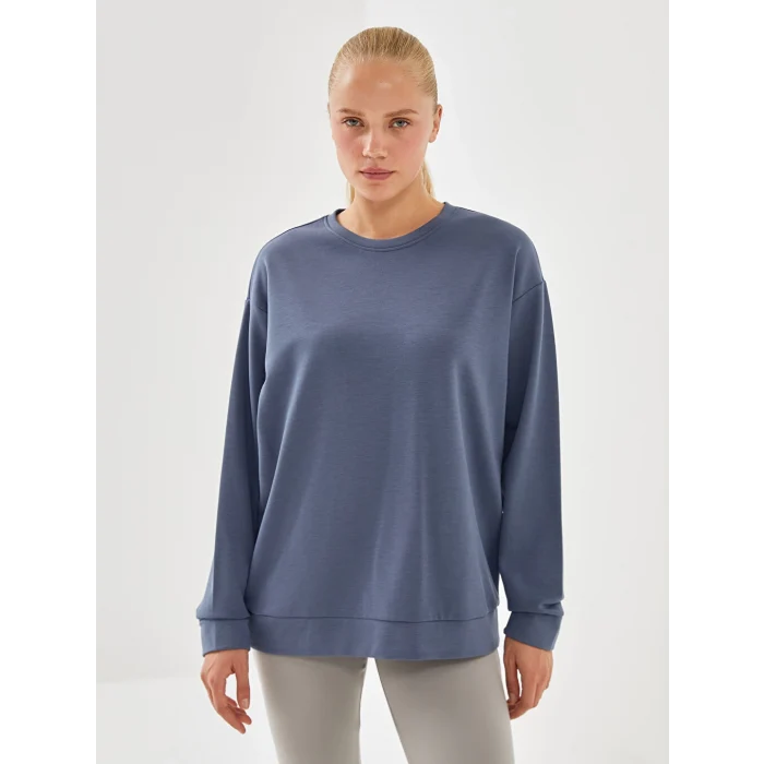 XSIDE ACTIVE İndigo Bisiklet Yaka Oversize Kadın Sweatshirt