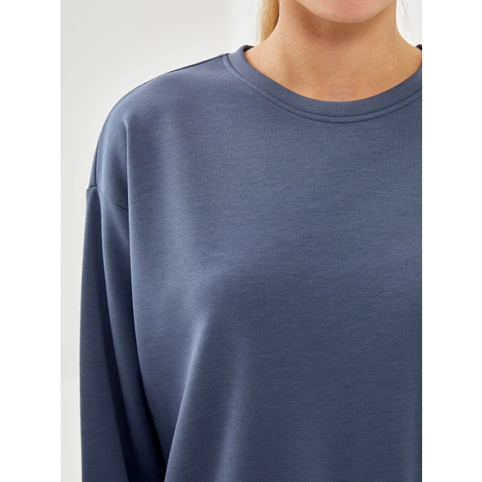 XSIDE ACTIVE İndigo Bisiklet Yaka Oversize Kadın Sweatshirt