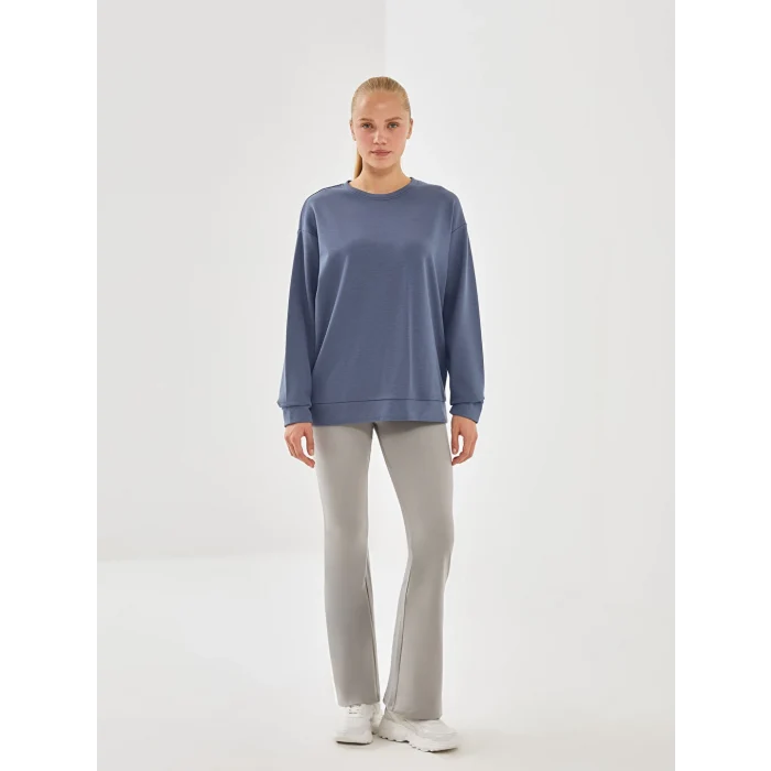 XSIDE ACTIVE İndigo Bisiklet Yaka Oversize Kadın Sweatshirt