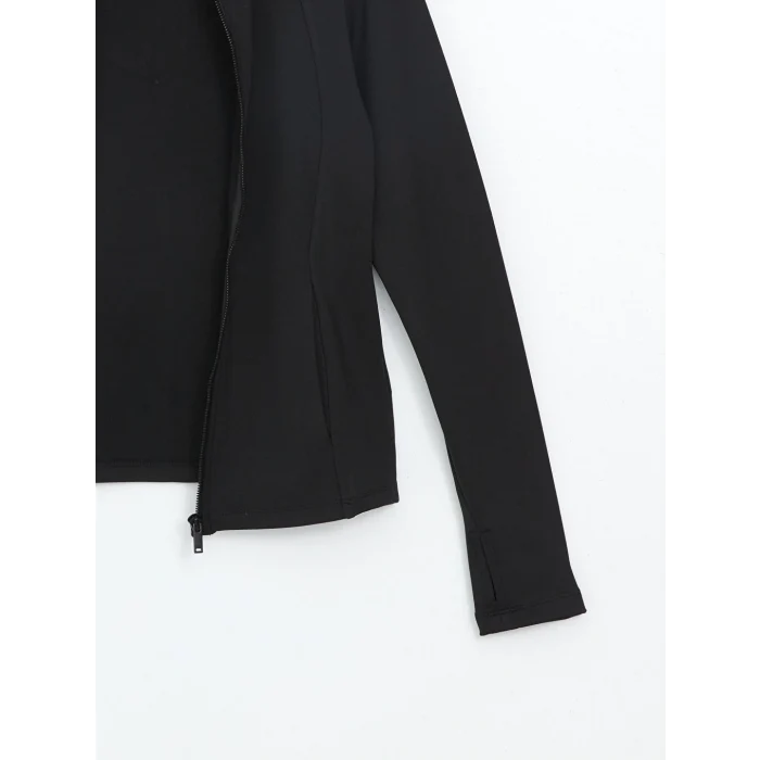 XSIDE ACTIVE Siyah Dik Yaka Kadın Fermuarlı Sweatshirt