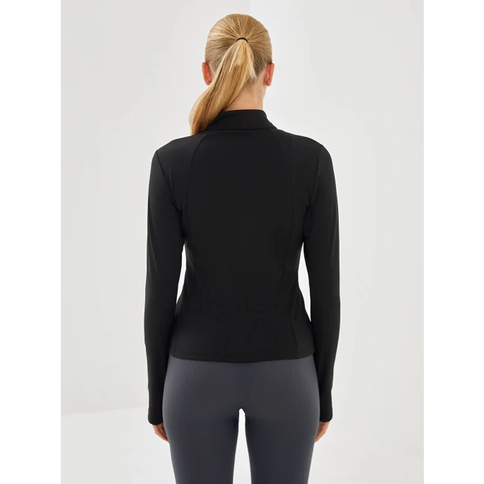 XSIDE ACTIVE Siyah Dik Yaka Kadın Fermuarlı Sweatshirt