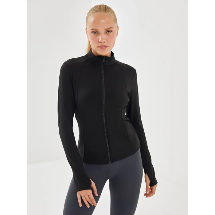 XSIDE ACTIVE Siyah Dik Yaka Kadın Fermuarlı Sweatshirt