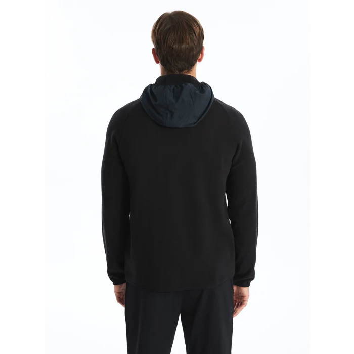 XSIDE ACTIVE Siyah Kapüşonlu Uzun Kollu Polar Erkek Fermuarlı Sweatshirt