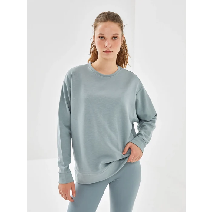 XSIDE ACTIVE Yeşil Bisiklet Yaka Oversize Kadın Sweatshirt