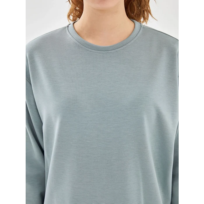 XSIDE ACTIVE Yeşil Bisiklet Yaka Oversize Kadın Sweatshirt