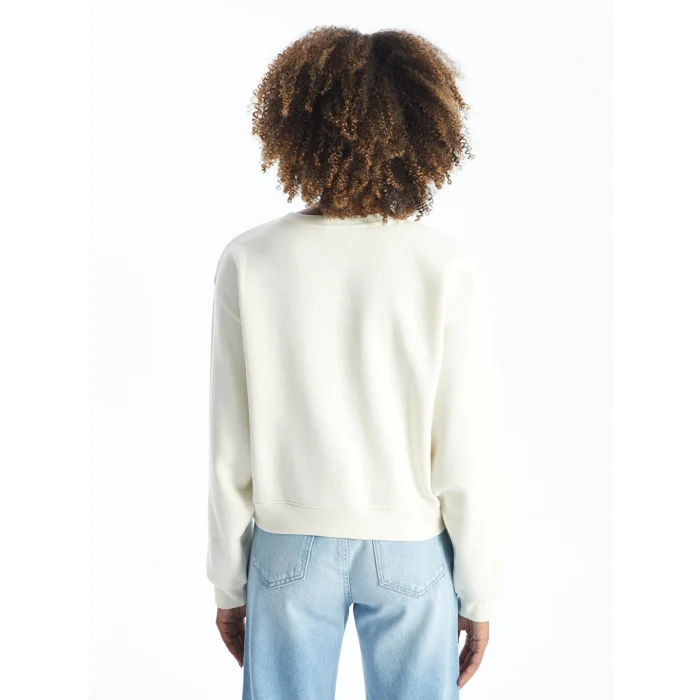 XSIDE Bej Bisiklet Yaka Baskılı Kadın Sweatshirt