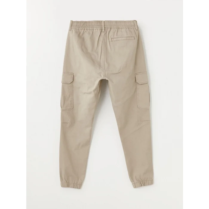 XSIDE Bej Slim Fit Gabardin Erkek Kargo Pantolon