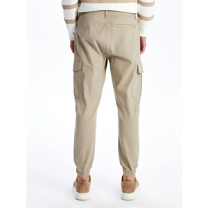 XSIDE Bej Slim Fit Gabardin Erkek Kargo Pantolon