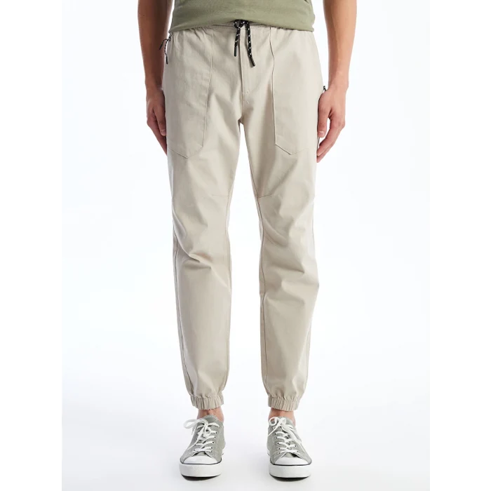 XSIDE Bej Standart Kalıp Gabardin Erkek Jogger Pantolon