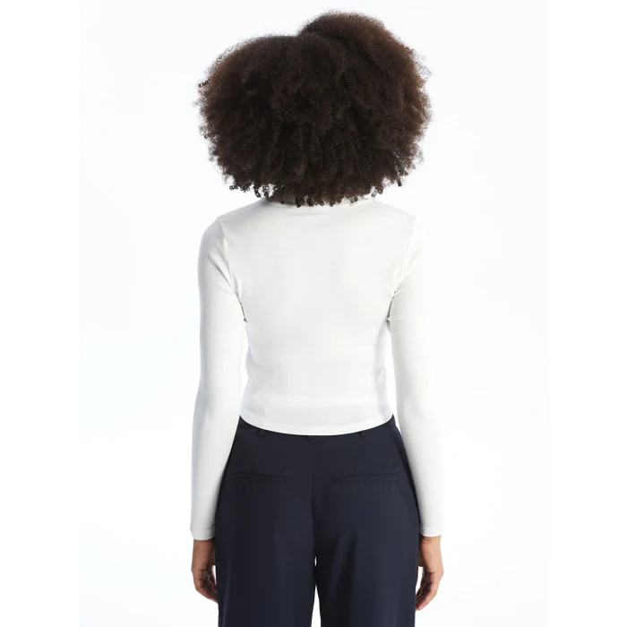 XSIDE Ekru Bisiklet Yaka Düz Uzun Kollu Kadın Body