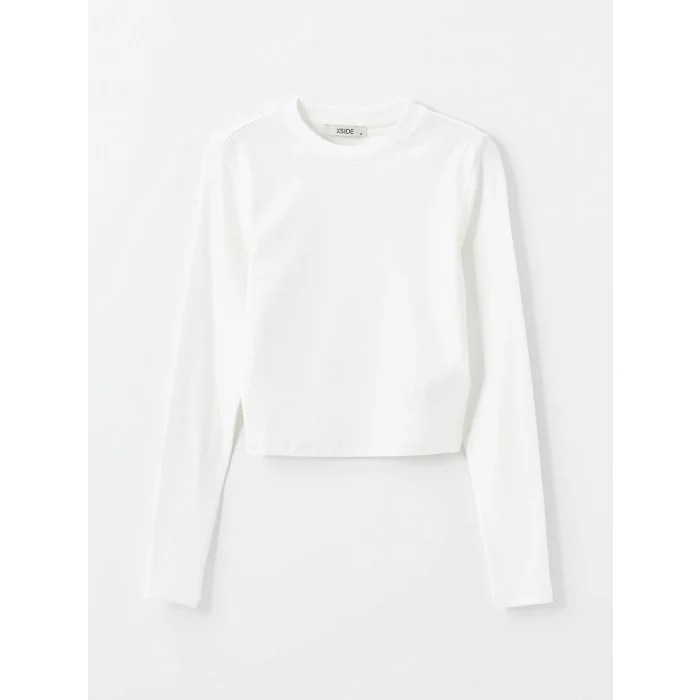 XSIDE Ekru Bisiklet Yaka Düz Uzun Kollu Kadın Body
