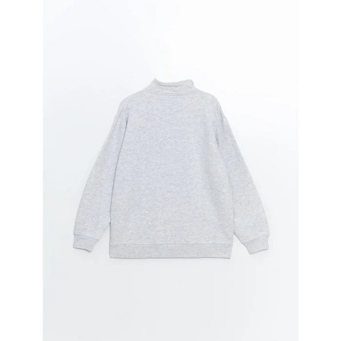 XSIDE Gri Dik Yaka Oversize Kadın Kalın Sweatshirt