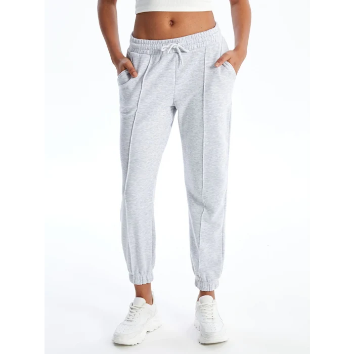 XSIDE Gri Kadın Beli Lastikli Düz Jogger Eşofman Altı
