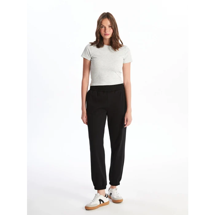 XSIDE Siyah Beli Lastikli Kadın Kalın Jogger Eşofman Altı