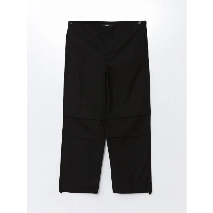 XSIDE Siyah Kadın Beli Lastikli Düz Paraşüt Pantolon