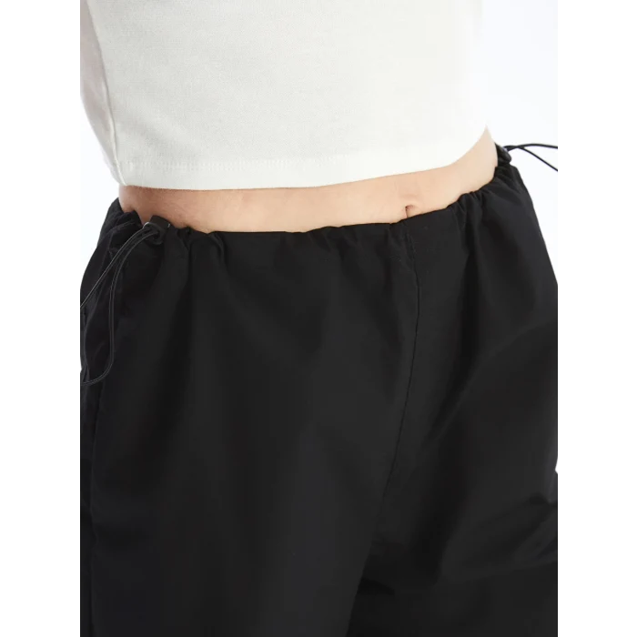 XSIDE Siyah Kadın Beli Lastikli Düz Paraşüt Pantolon