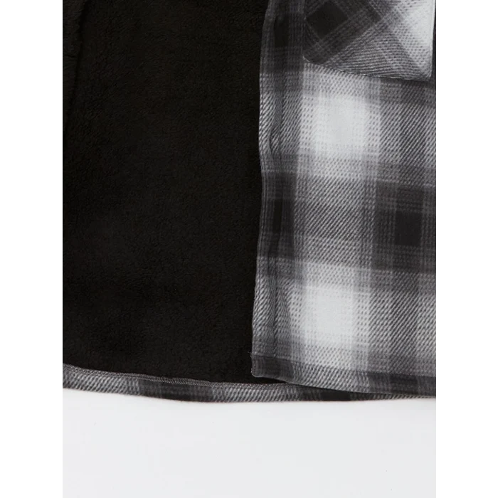 XSIDE Siyah Rahat Kalıp Uzun Kollu Ekose Erkek Gömlek Ceket