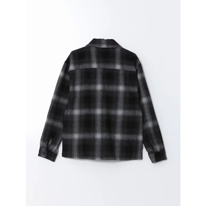 XSIDE Siyah Rahat Kalıp Uzun Kollu Ekose Erkek Oduncu Gömlek Ceket