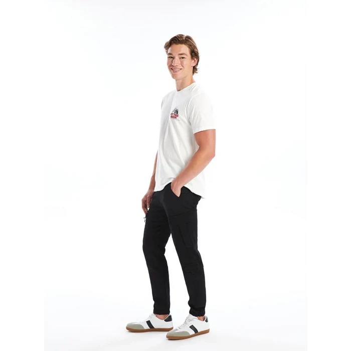 XSIDE Siyah Slim Fit Gabardin Erkek Kargo Pantolon