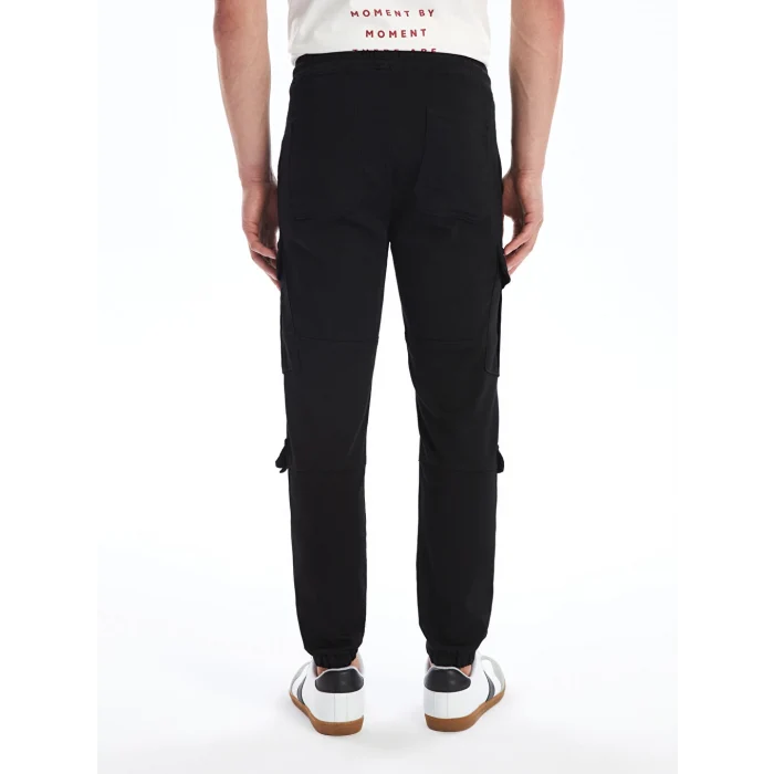 XSIDE Siyah Slim Fit Gabardin Erkek Kargo Pantolon