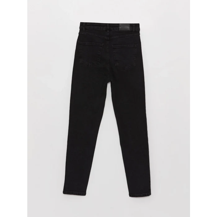 XSIDE Siyah Yüksek Bel Slim Mom Kadın Jean Pantolon