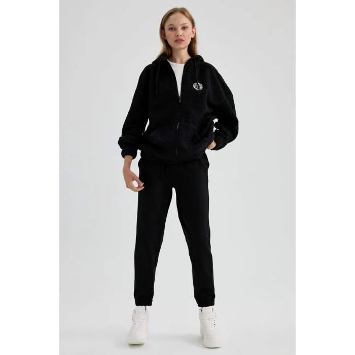 Y2648 Oversize Fit Kapüşonlu Pelüş Hırka