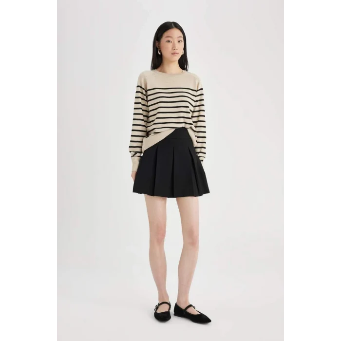 Z1317 Regular Fit Bisiklet Yaka Çizgili Kazak