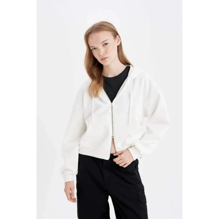 Z7069 Coool Kapüşonlu Fermuarlı Sweatshirt