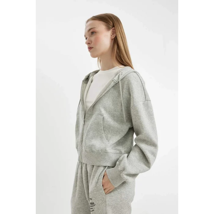 Z7069 Coool Kapüşonlu Fermuarlı Sweatshirt