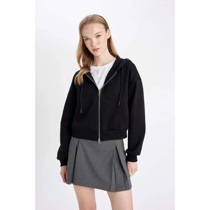 Z7069 Coool Kapüşonlu Fermuarlı Sweatshirt