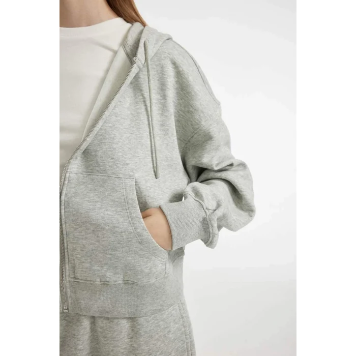 Z7069 Coool Kapüşonlu Fermuarlı Sweatshirt
