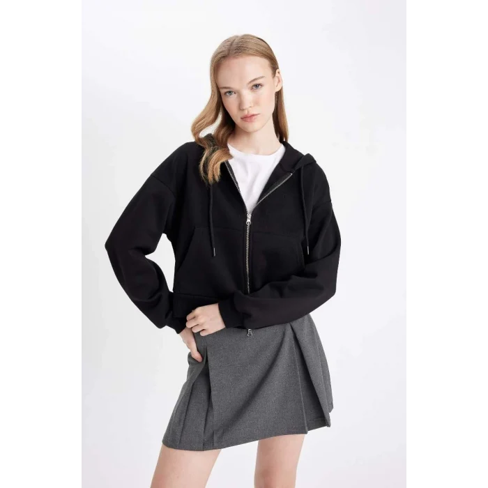 Z7069 Coool Kapüşonlu Fermuarlı Sweatshirt