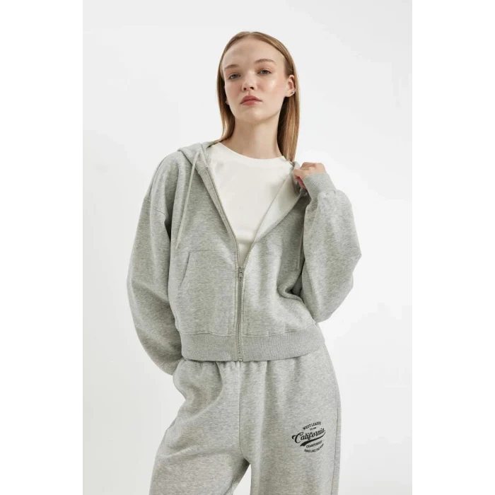 Z7069 Coool Kapüşonlu Fermuarlı Sweatshirt