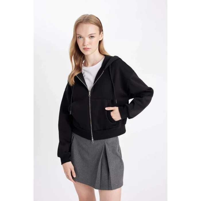 Z7069 Coool Kapüşonlu Fermuarlı Sweatshirt