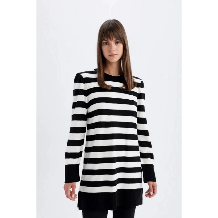 Z9007 Regular Fit Çizgili Uzun Kollu Tunik