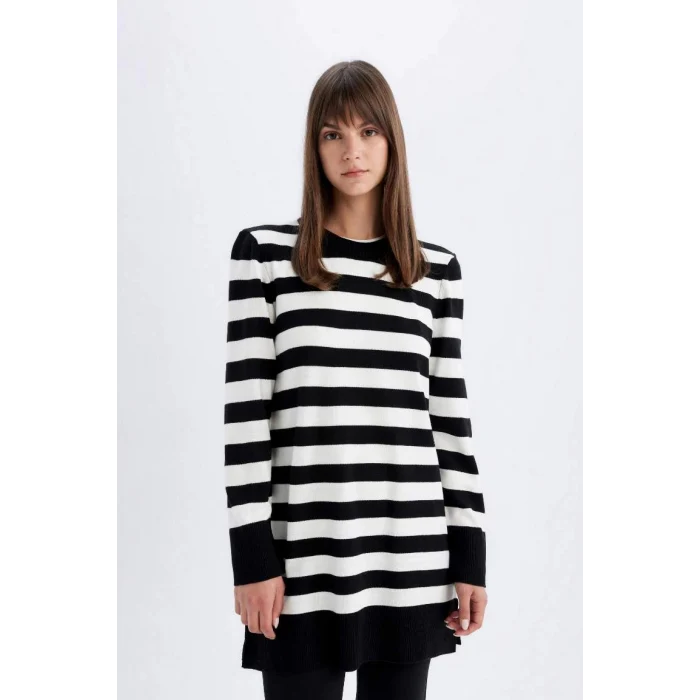Z9007 Regular Fit Çizgili Uzun Kollu Tunik
