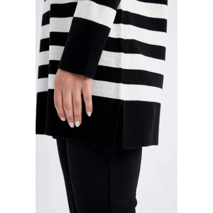 Z9007 Regular Fit Çizgili Uzun Kollu Tunik