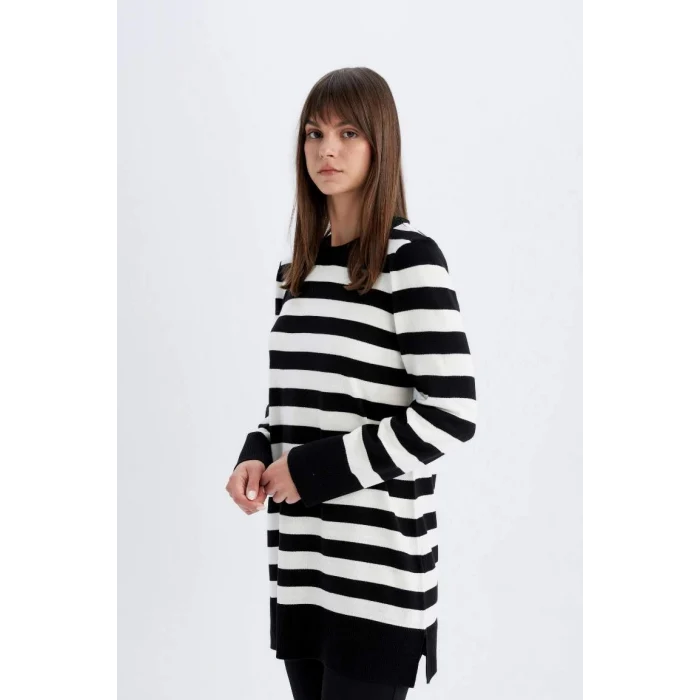 Z9007 Regular Fit Çizgili Uzun Kollu Tunik