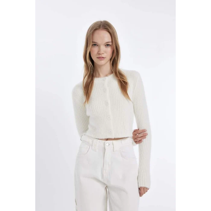 Z9318 Coool Slim Fit Dar Kesim Bisiklet Yaka Triko Hırka