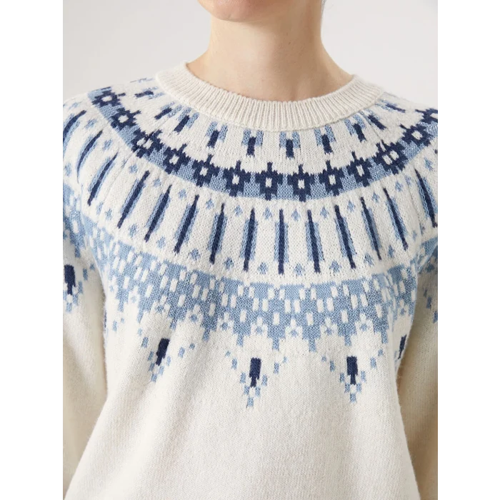 LCWAIKIKI Basic Ekru Bisiklet Yaka Desenli Kadın Triko Kazak