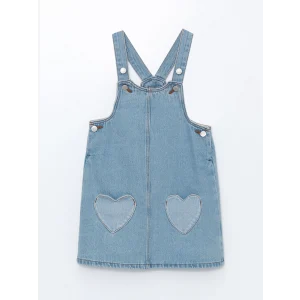 LCW Kids İndigo Kare Yaka Kız Bebek Jean Elbise