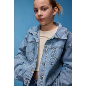 Defacto Mavi Kız Çocuk Pamuklu Jean Ceket