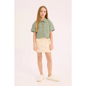 Defacto Ekru Kız Çocuk Gabardin Etek