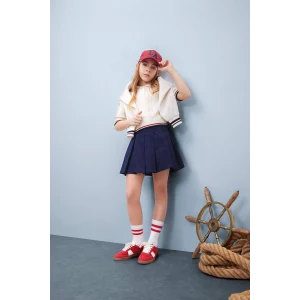 Defacto E006 Lacivert Kız Çocuk Pileli Gabardin Etek