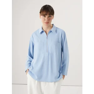 LCWAIKIKI Classic MAVİ Gömlek Yaka Aerobin Kadın Bluz