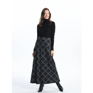 LCW Grace SİYAH Beli Lastikli Desenli Kadın Etek